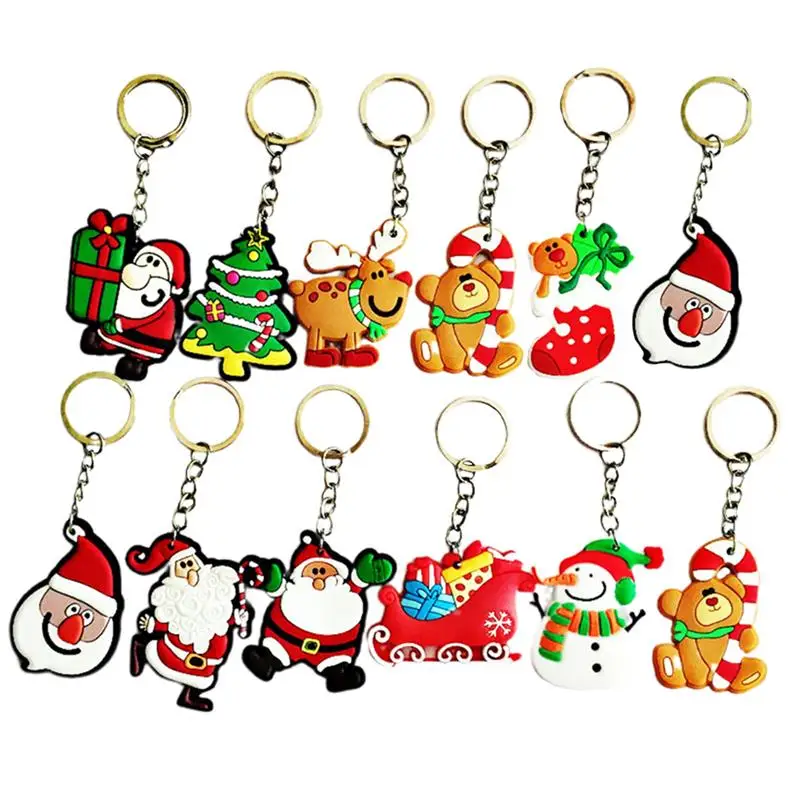 35Pcs Backpack Clips Holiday Pendant Keychain Reindeer Keychain Santa Claus Keyring Christmas Key Charm Pendant