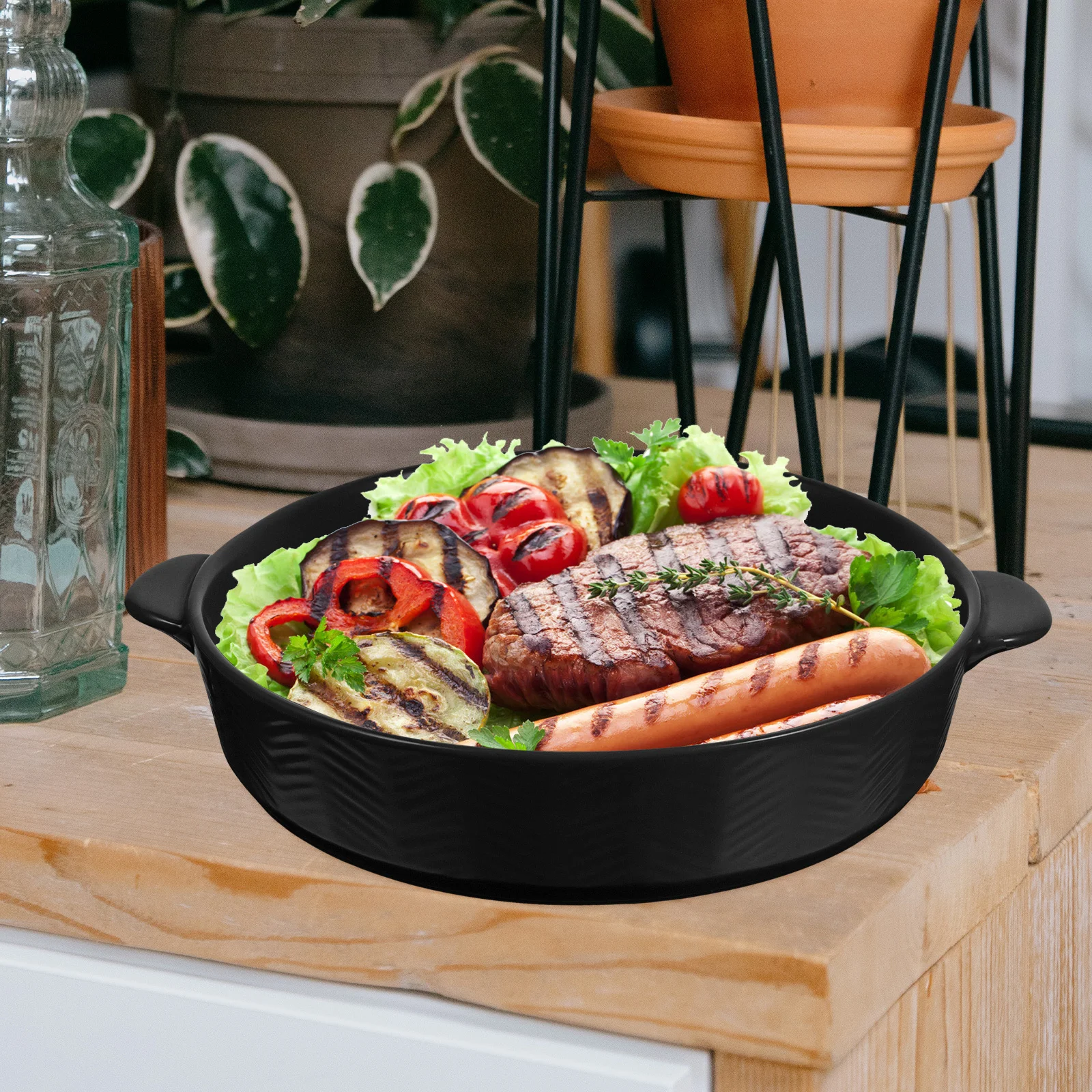 

Ceramic Roasting Dish Smooth Surface Nonstick Baking Tray Perfect for Chicken Meat Vegetables Pizza Pasta Daily Dinner Plate