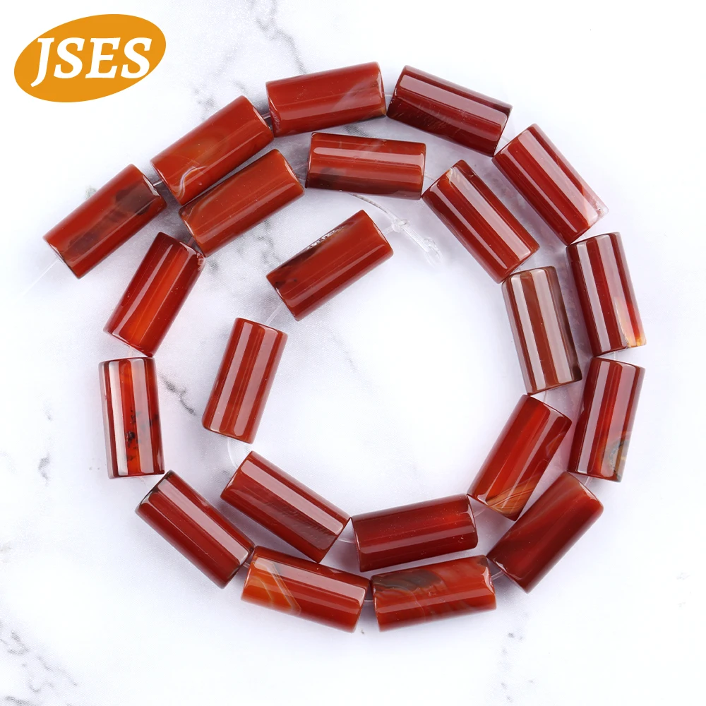 AA Natural Stone Red Stripe Agate 8*16mm Tubular Beads for Jewelry Making Bracelets Necklace Wholesale DIY Beads Accessorries