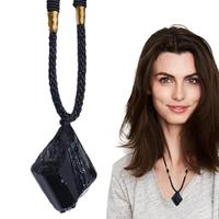 Black Tourmaline Necklace Natural Crystal Black Tourmaline Stone Necklace Crystal Black Chain Necklace Crystal Fashion Pendant