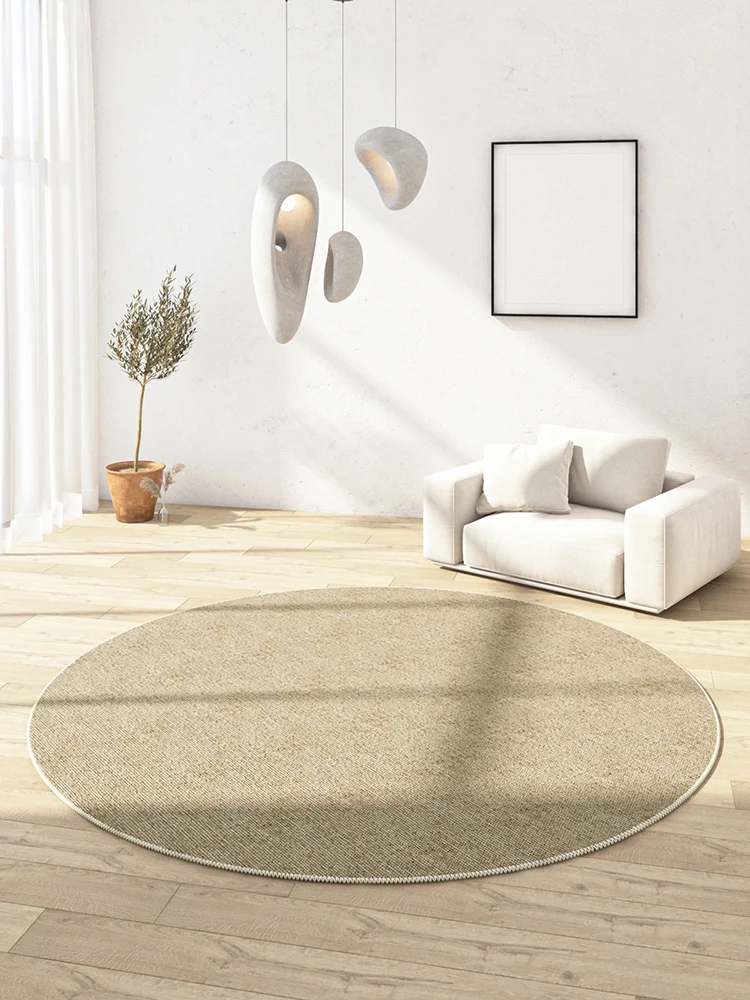 Solid Color Round Carpet Living Room Japanese Style Sofa Coffee Table Floor Mat Modern Simple Rugs for Bedroom Home Play Mat