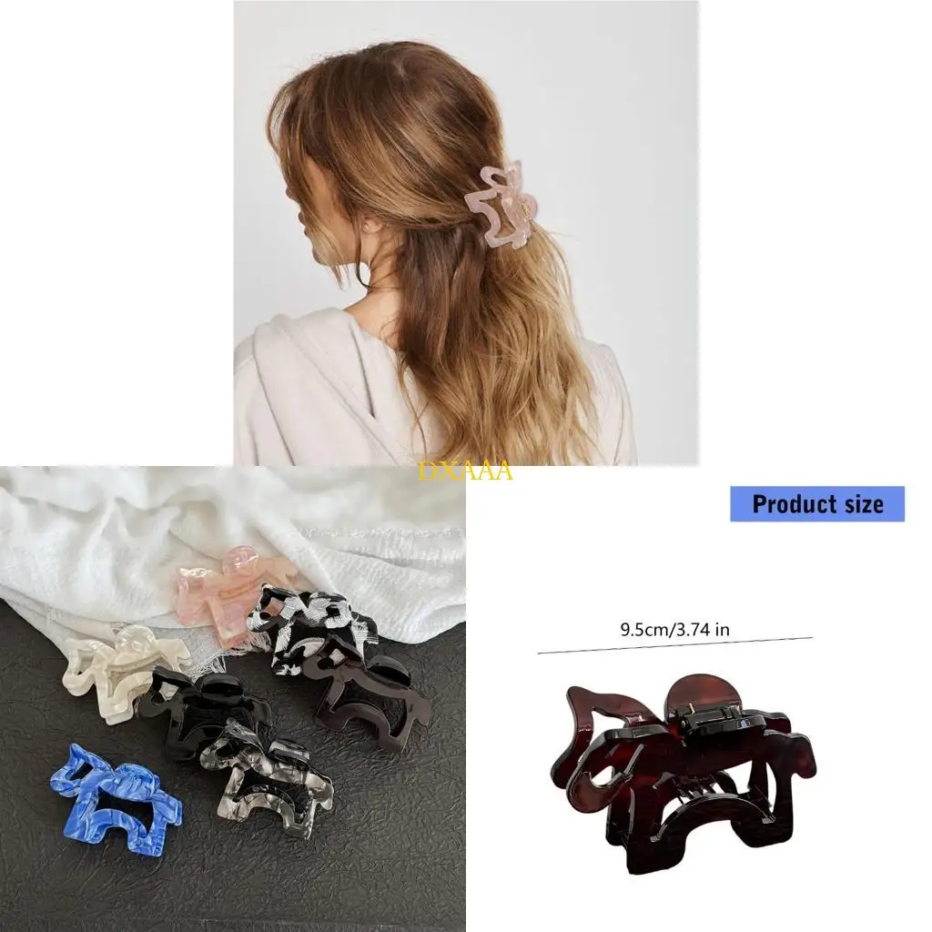 

DXAA Large Acetate Hair Claw Clip Unique Hollow Horse Design AntiSlip Teeth Hair Grip