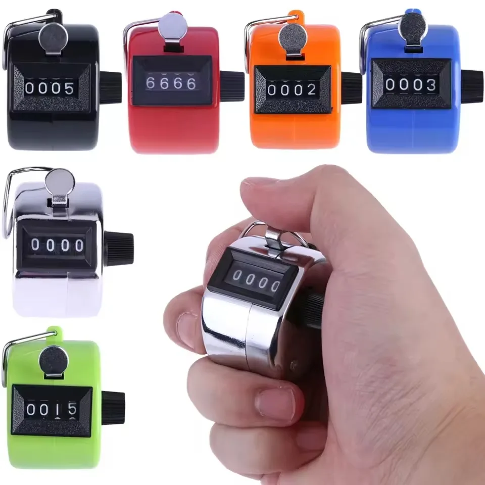 4 Digit Number Counters Hand Finger Mechanical Manual Counting Tally Clicker Timer Outdoor Sport Golf Soccer Counter Key Ring