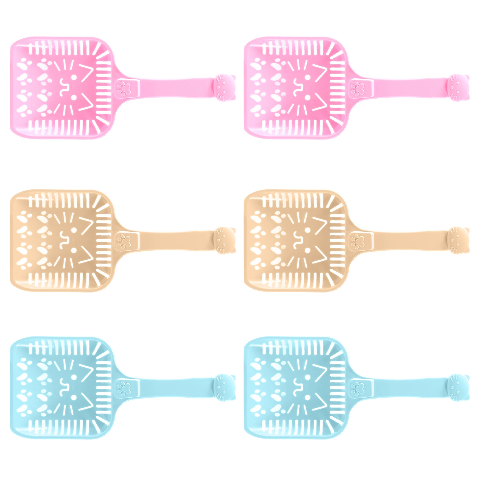 

6pcs Cat Litter Scoop Ergonomic Handle Lightweight Durable Wide Mouth Design For Cleaning Stool Poop Filter Supplies Pet Litter