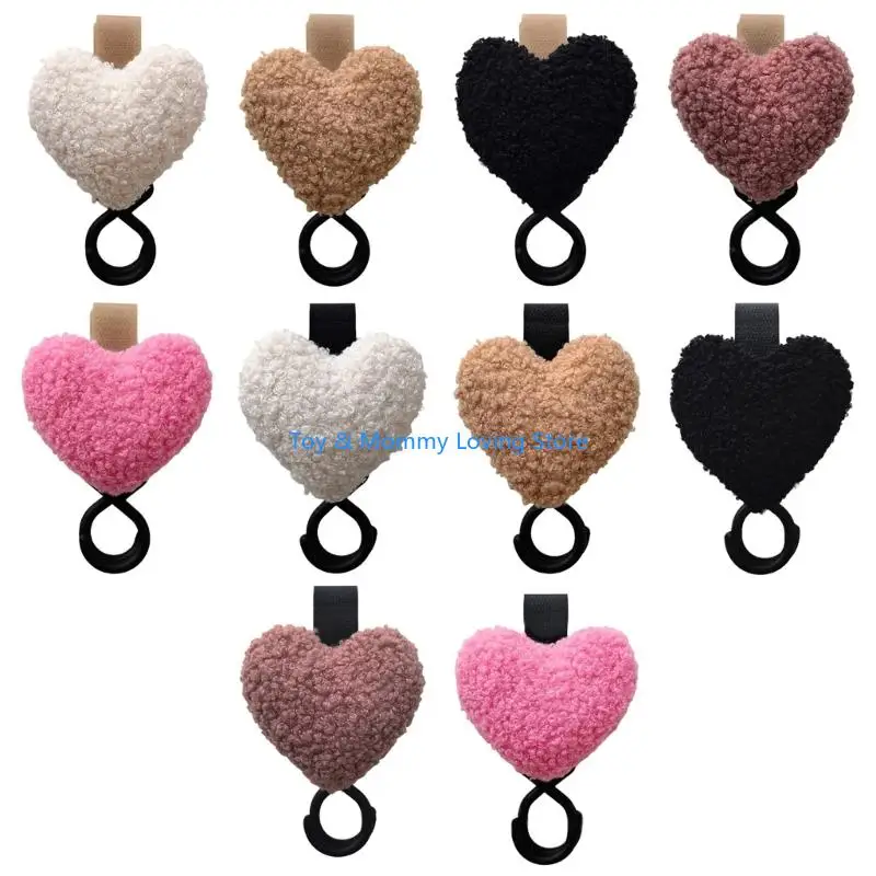 

Y1QF Plush Strollers Hook with Heart Accent, Pram Carriage Hanger for Diaper Bags Toy Daily Necessities