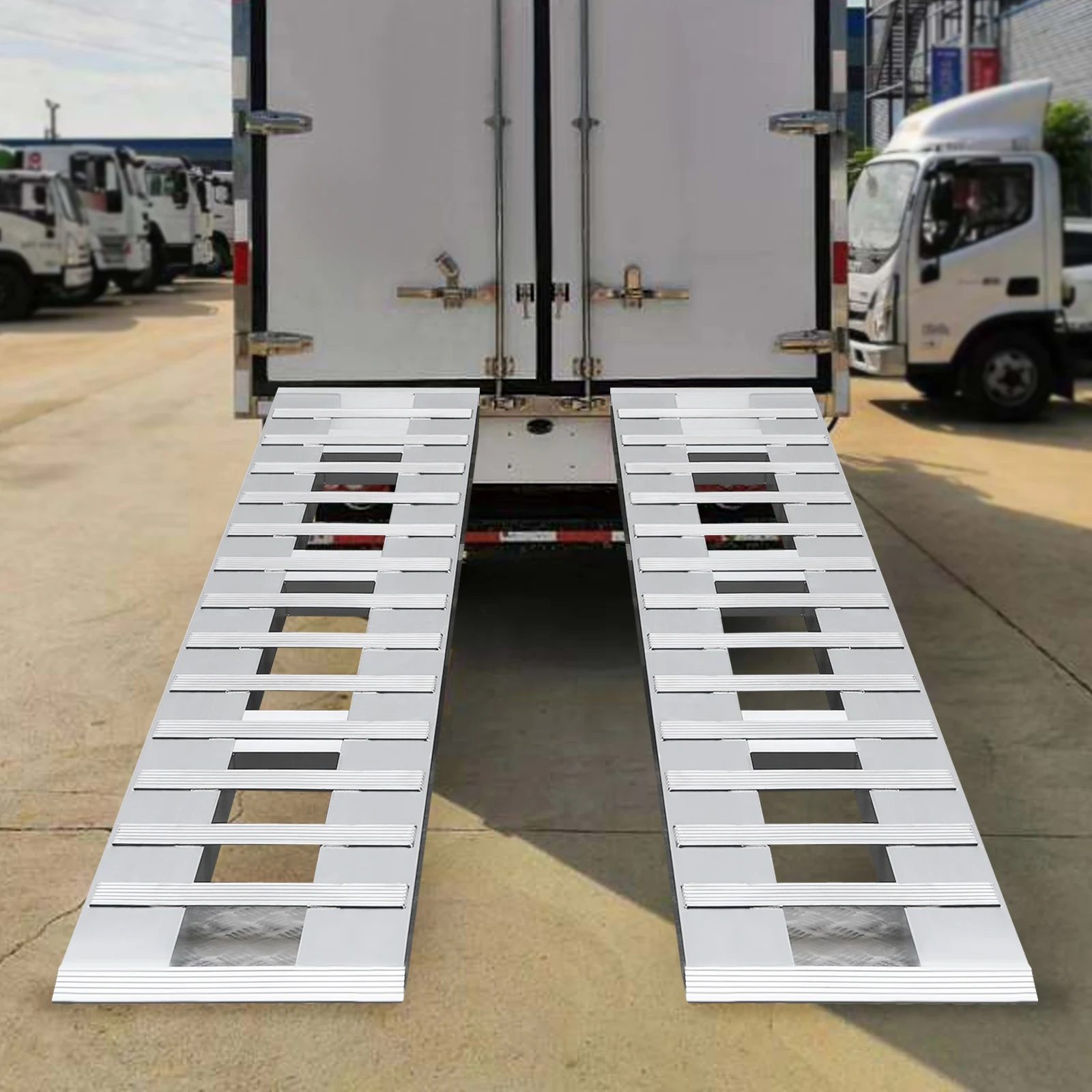 

2pcs Trailer Ramps Aluminum Truck Car Auto Loading Ramps Climb Metal Ramps Transportation Load 6000lbs