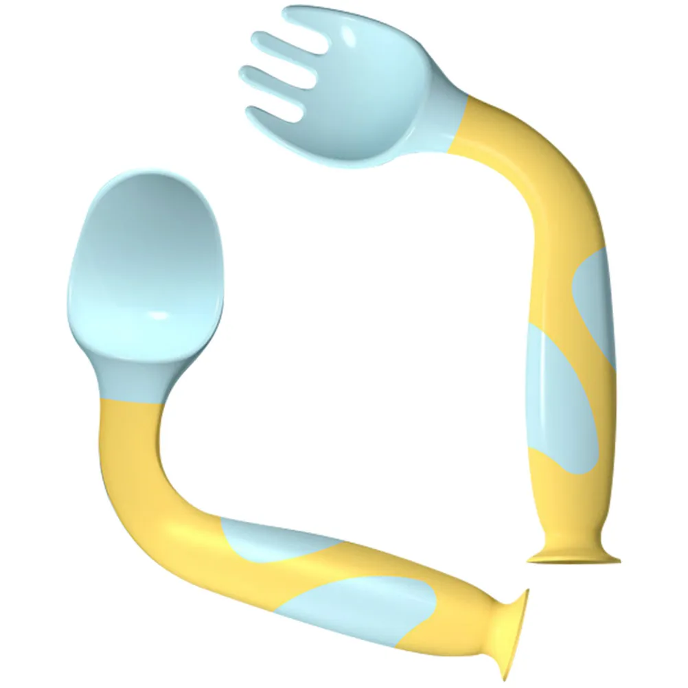 

1Set Baby Fork Spoon Auxiliary Food Spoon PP Safe Non-Slip Dining Training Tableware for Toddlers Learning Feeding