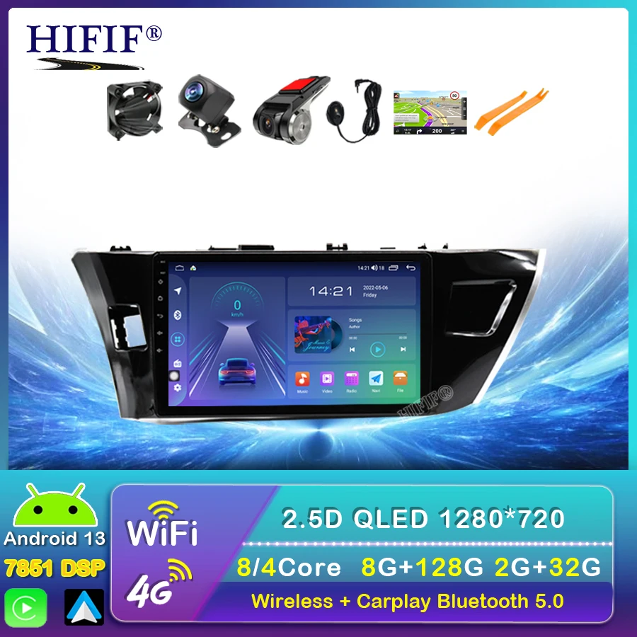 

Android13 2 Din Car Radio For Toyota Corolla Ralink 2014-2016 4G Net Wifi Multimedia Video RDS DSP Player GPS Navigation MP5 DVD