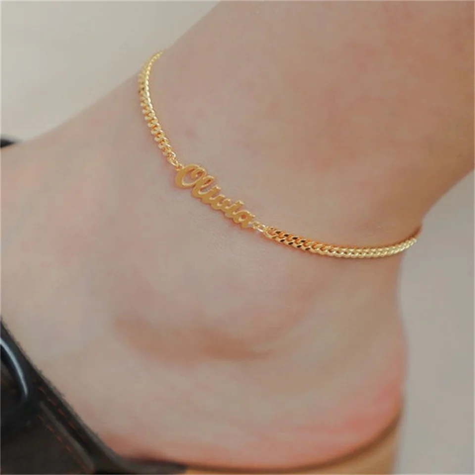 Customized Name Women's Feet Chain Cuban Chain Fashionable Charm Feet Jewelry 2024 Stainless Steel Jewelry Christmas Gift