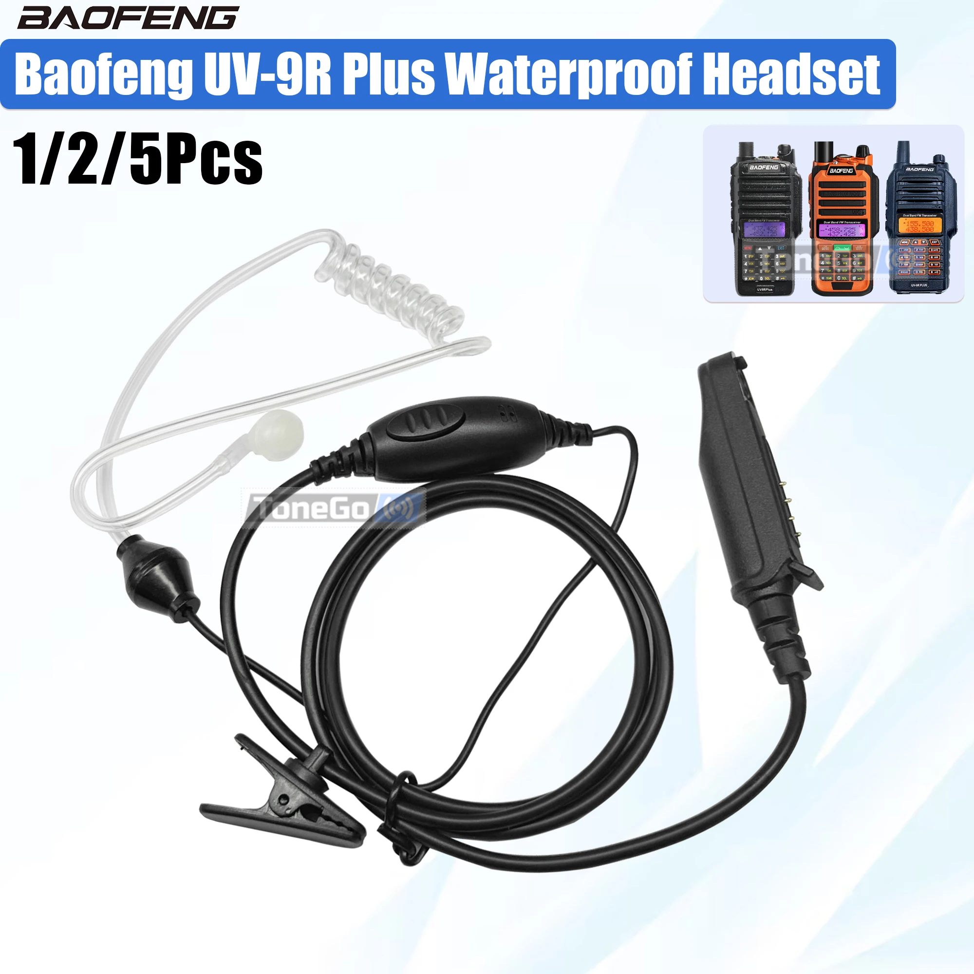 Baofeng UV-9R Plus اسلكية تخاطب سماعة مقاوم للماء نوع الصوتية سماعة أنبوبية UV68 برو ماكس V2 PTT سماعة ل 9R UV-XR GT-3WP #1