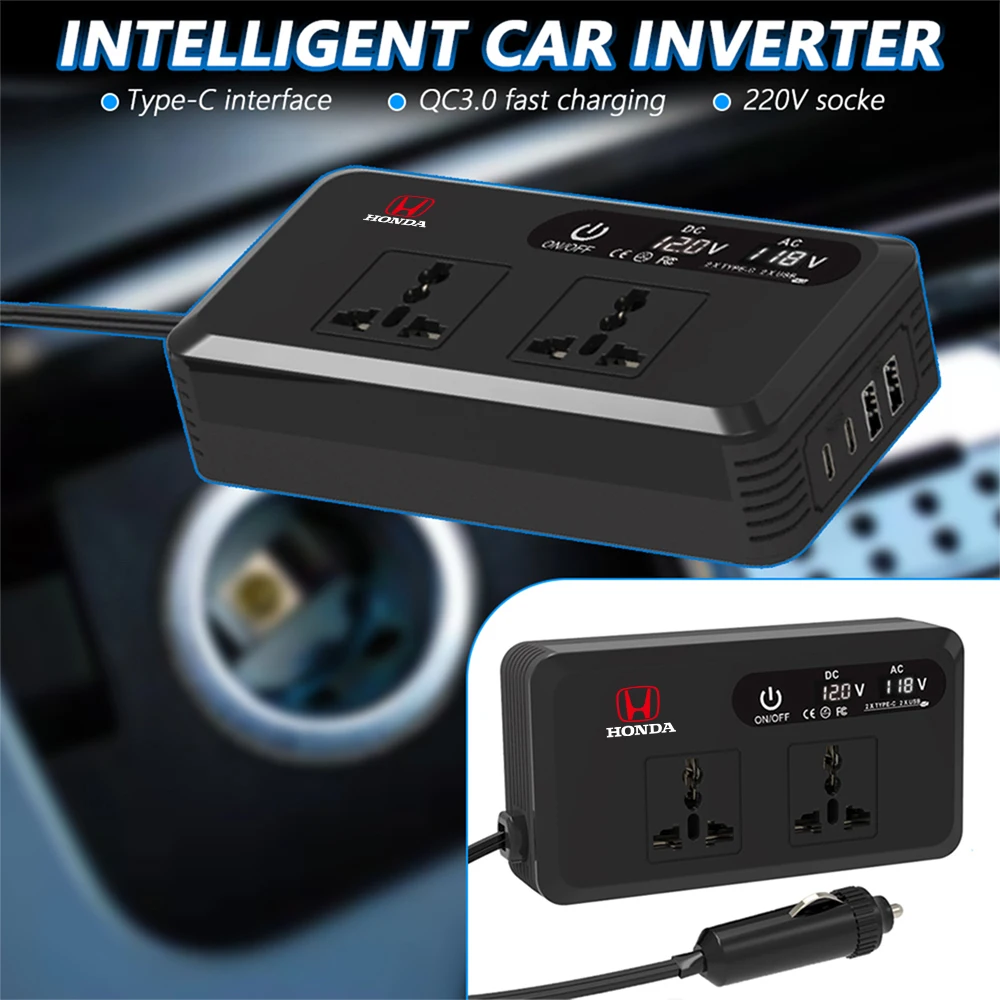 

Автомобильный инвертор, прикуриватель, 2 порта USB 2, конвертер типа C, розетка для быстрой зарядки, адаптер питания для автоаксессуаров Honda