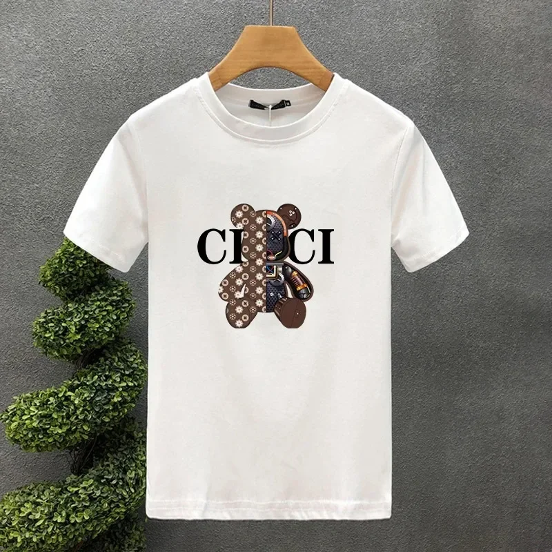 Robot Bear Luxury Brand100% Cotton High Quality Print Couple Tees Summer Harajuku for Men/Women Short Sleeve T-shirt Asian Size