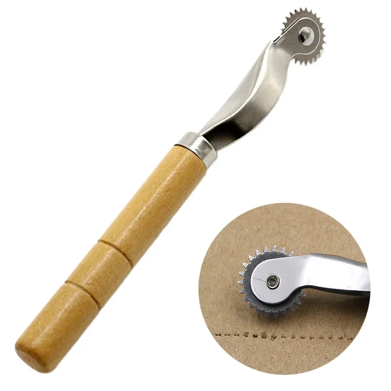 1Pc Leather Cloth Scribing Wheel with Wood Handle Tailor Sewing Marker  Pattern Tracing Tool Creasing Wheel DIY Sewing Tools