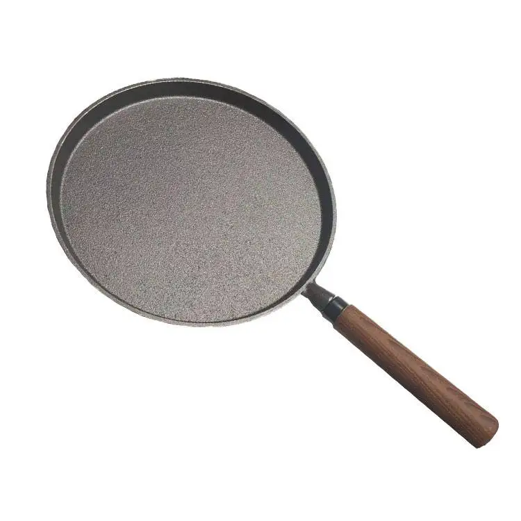 PYH cast iron pan household pancakes pancakes spread walnut handle non-stick pan uncoated