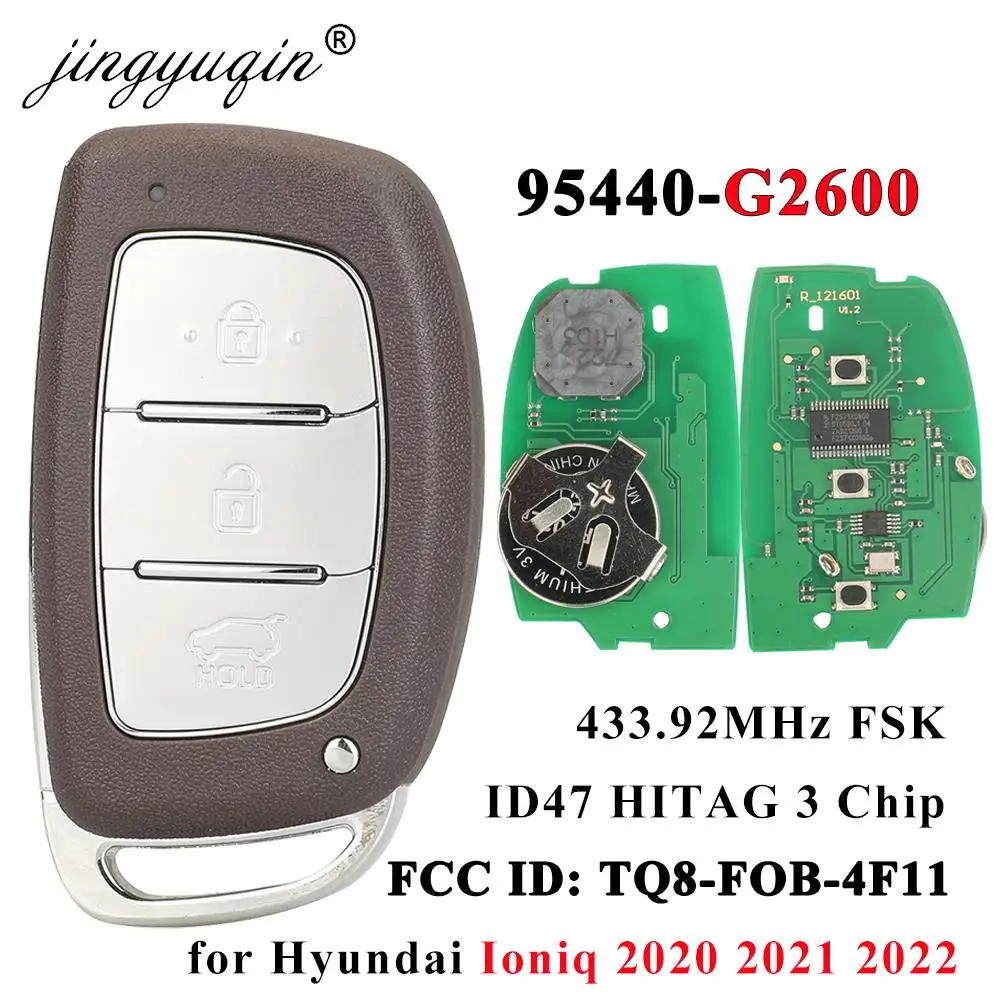 jingyuqin 95440-G2600 Remote Car Key For Hyundai Ioniq 2020 2021 2022 3 Button 433MHz 47 Chip Smart Key Keyless go