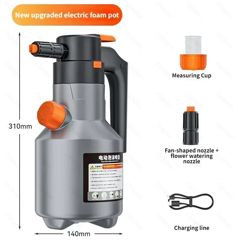 

2л распылитель, электрический распылитель пены для мойки автомобилей, перезаряжаемый инструмент для очистки дома и сада, пневматический универсальный спрей для мытья высокого давления