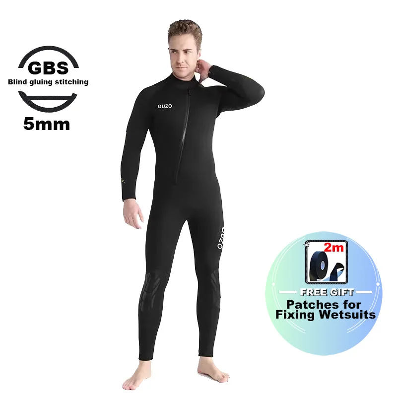 Men's Women diving suits 5mm Neoprene Wetsuit One-Piece  Scuba Dive Front Zipper with Sleeve