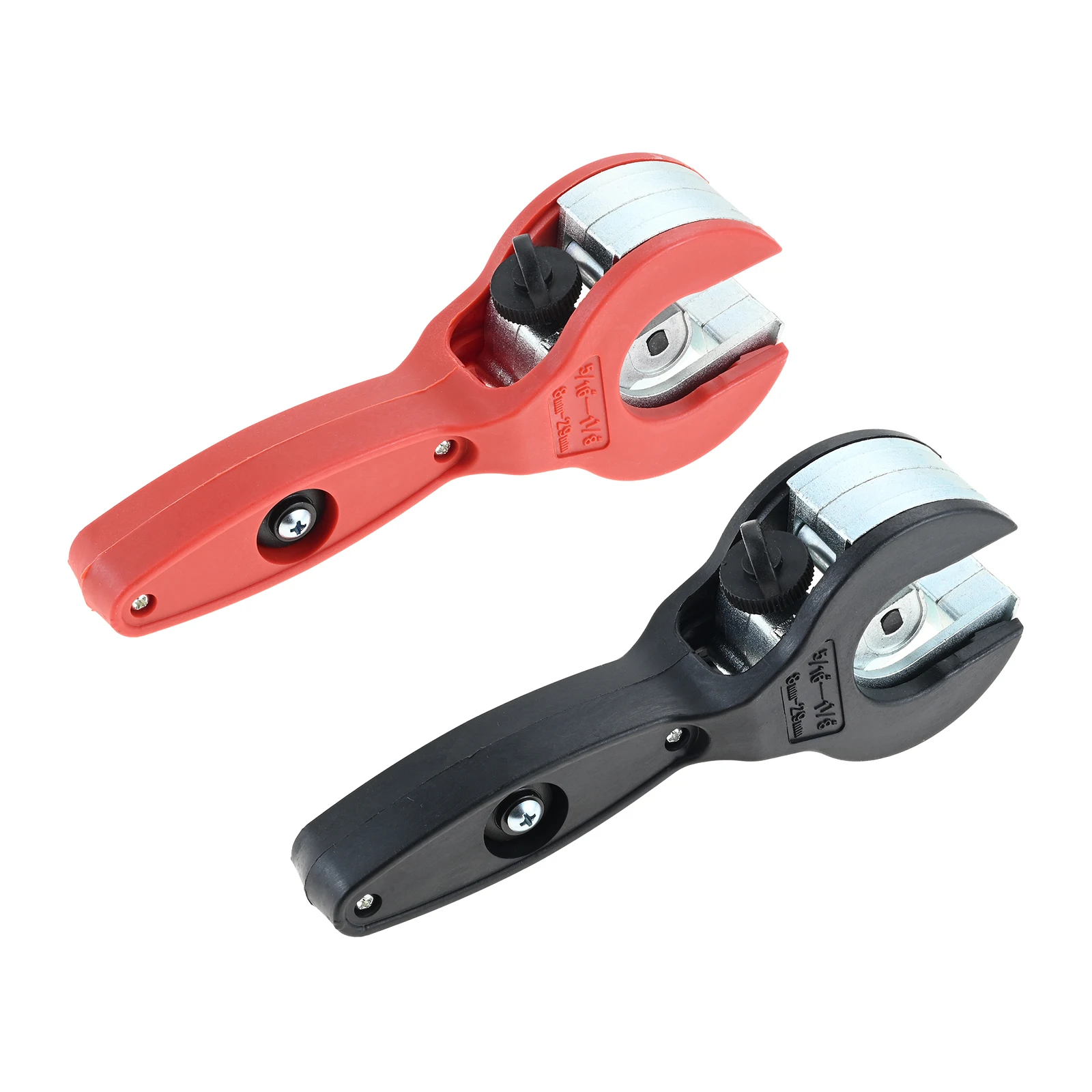 2 in 1 Ratcheting Tubing Cutter Adjustable Cutter Tool for 5/16" To 1-1/8" Tubing HAVC Repair Tool Copper Pipe Cutter Black/red