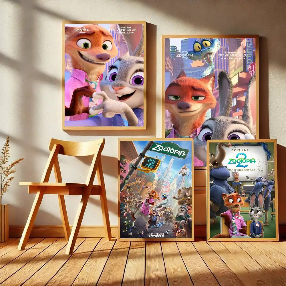 الكرتون Z-Zootopia 2 ملصقات الفيلم الكلاسيكي HD جودة ملصق جدار الفن اللوحة دراسة الشمال ديكور المنزل