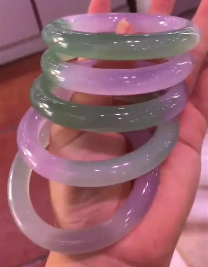 Newest rare Purple green gradient agate Round bar Bracelet Natural Fine A Grade Chalcedony Bangle  Ice Seed Bangles Fine Jewelry