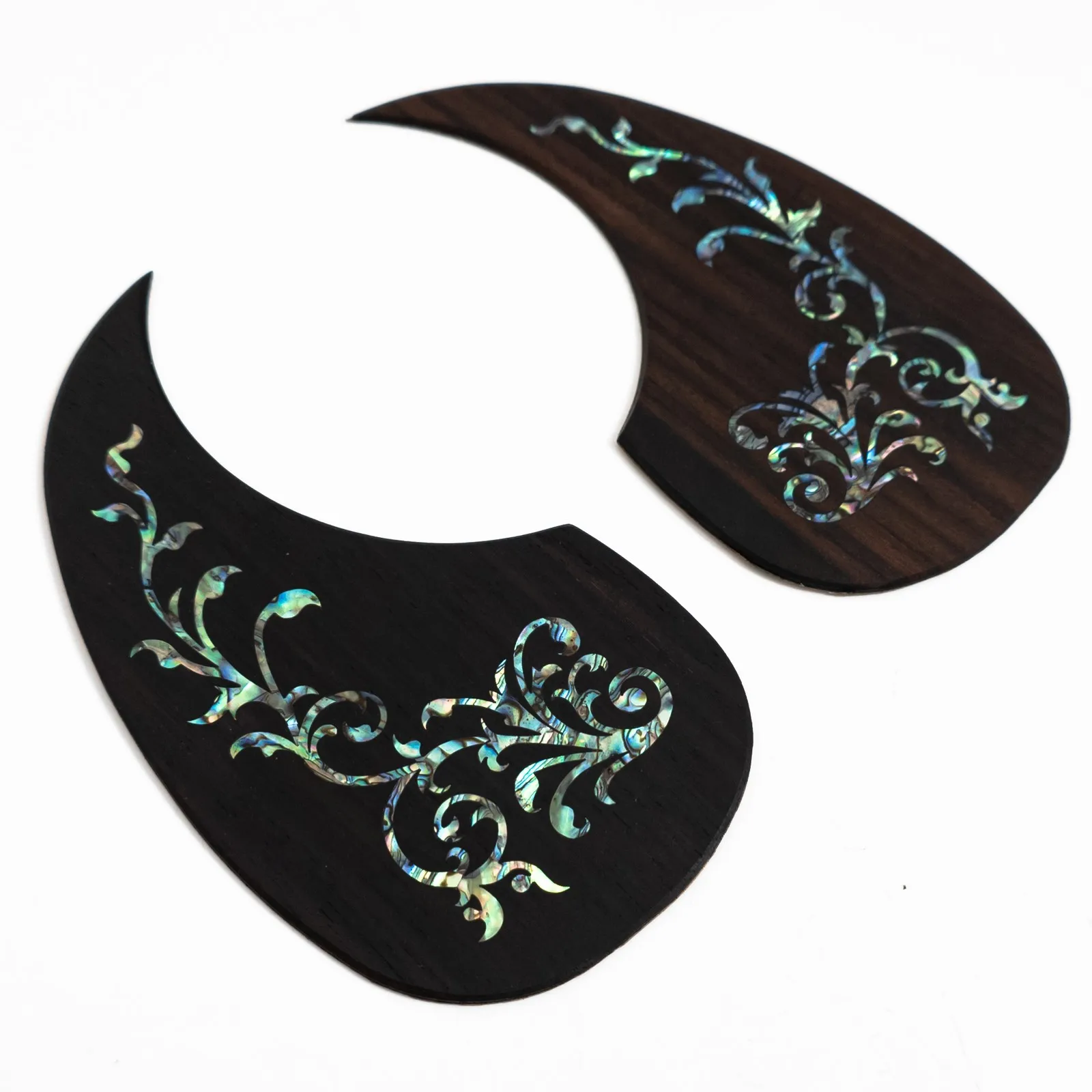 Rosewood Acoustic Guitar Pickguard Aurora Vine Real Abalone Inlay Self Adhesive 3M Backing for D45  , Left Right or Full Set