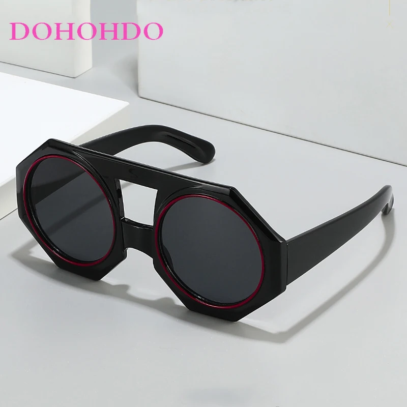 

Oversized Round Punk Sunglasses Men Women Fashion Luxury Brand Design Double Beam Pilot Glasses Outdoor Driving Shades UV400