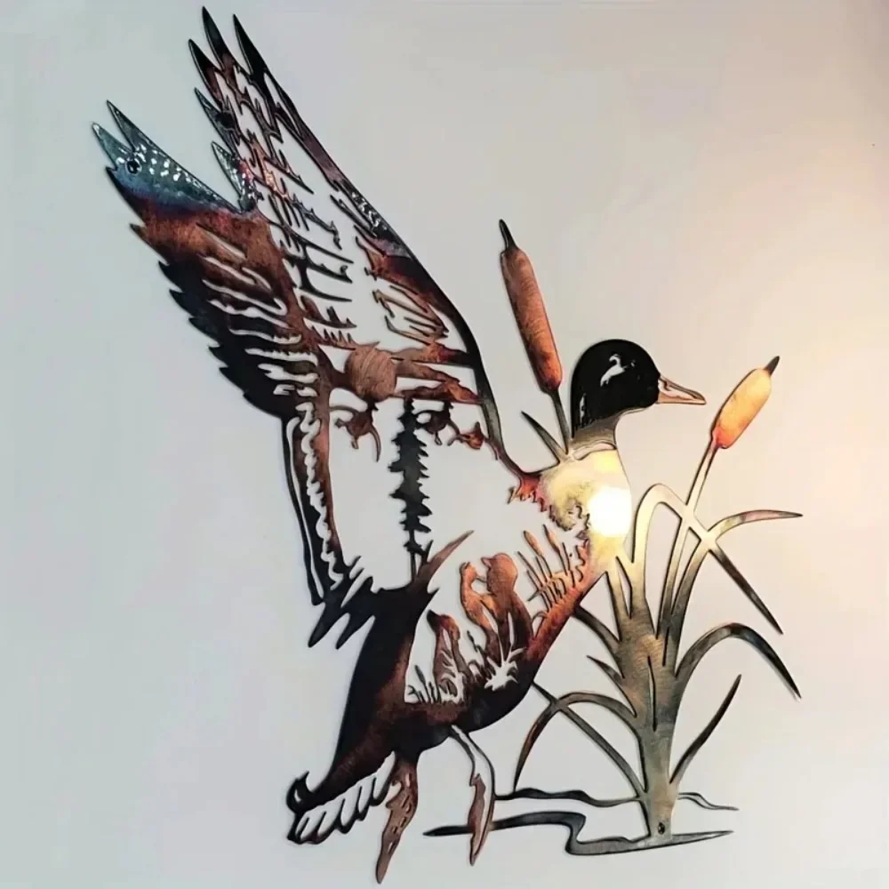 CIFBUY Metal Wall Art Wild Duck Sculpture Iron Hanging Decor For Living Room Home