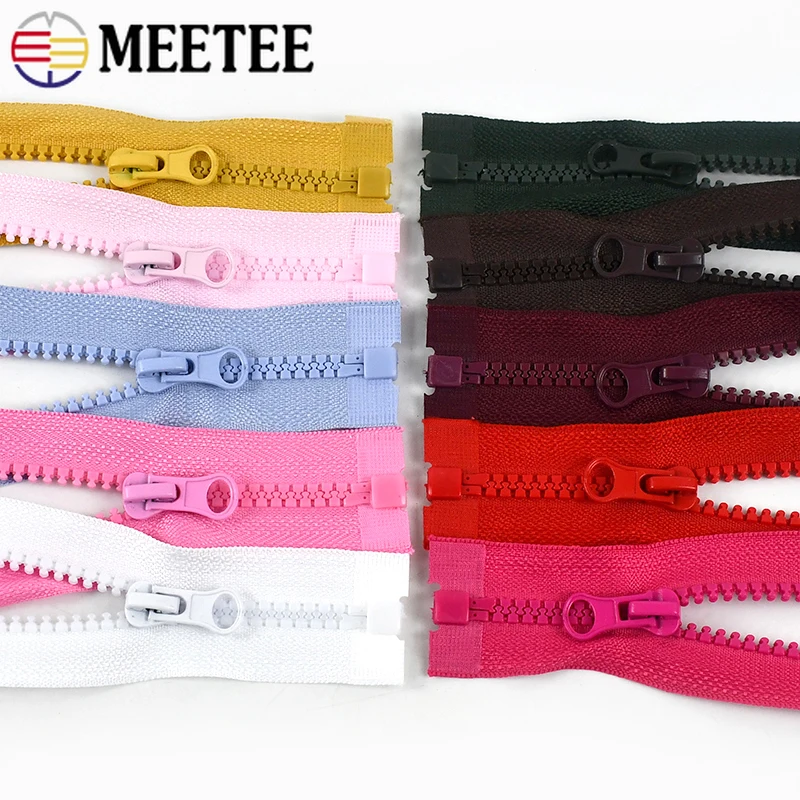 Meetee 2pcs 40-120cm 5# Resin Zipper Open-End Auto Lock Zip for Jacket DIY Garment Sewing Zips Bag Coat Service Zippers ZA178