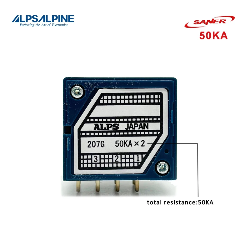 ALPS 8Pin 50KA/100KAx2 RK27 Series Rotary Potentiometers Serrated Shaft Dual-unit Length:25mm