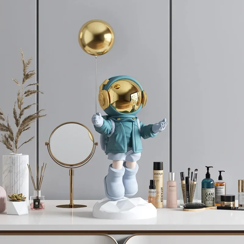 55cm big size luxury Astronaut Figurine Statue with balloon resin Figure Sculpture Spaceman Ornament home decor mordern room