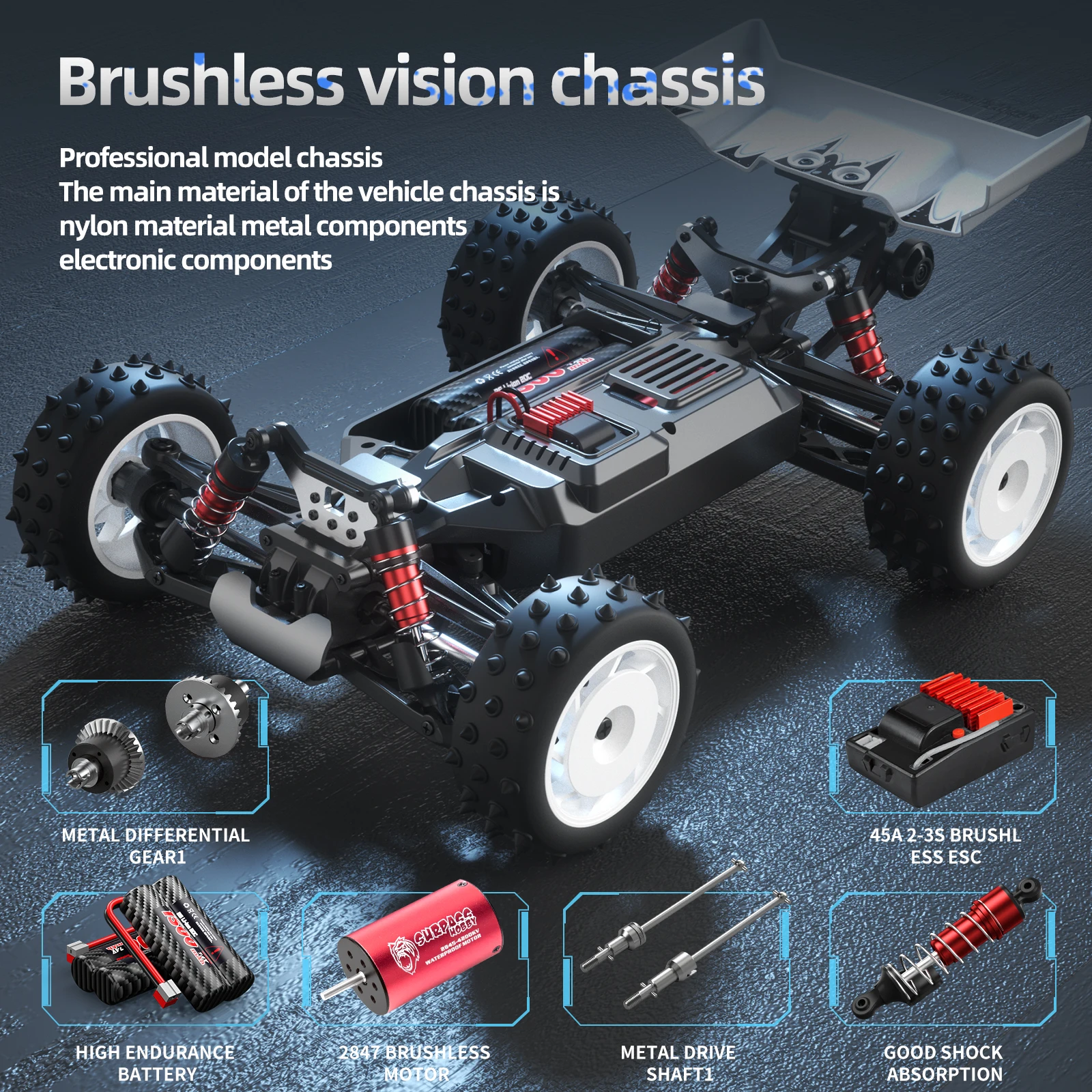 1:16 70KM/H Brushless RC Car Professional 4WD Electric High Speed Off-Road Remote Control Drift Toys for Kids VS WLtoys 144010