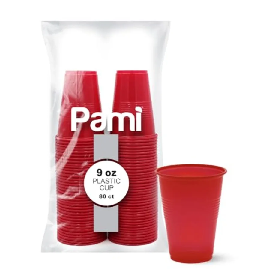 Colorful 9oz Plastic Party Cups [Pack of 80]- Disposable Drinking Glasses Bulk- BPA-Free Colo Cups For Water, Iced Tea, Jello,