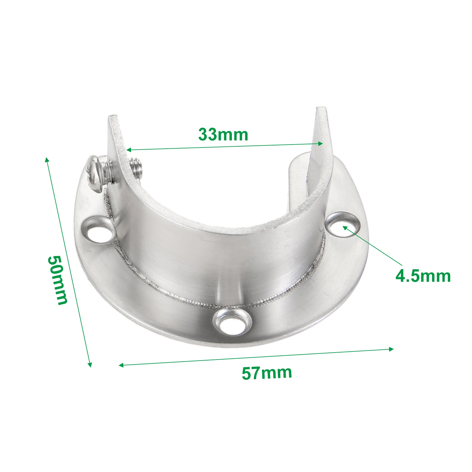 2pcs 32mm Flange Rod Holder U shaped Stainless Steel Closet Rod End Support Wardrobe Bracket Heavy Duty Rod Socket  w/screws