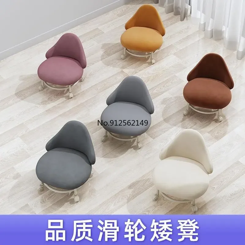 shoe changing stool backrest small chair artifact with wheel pulley small low stool furniture space saving furniture