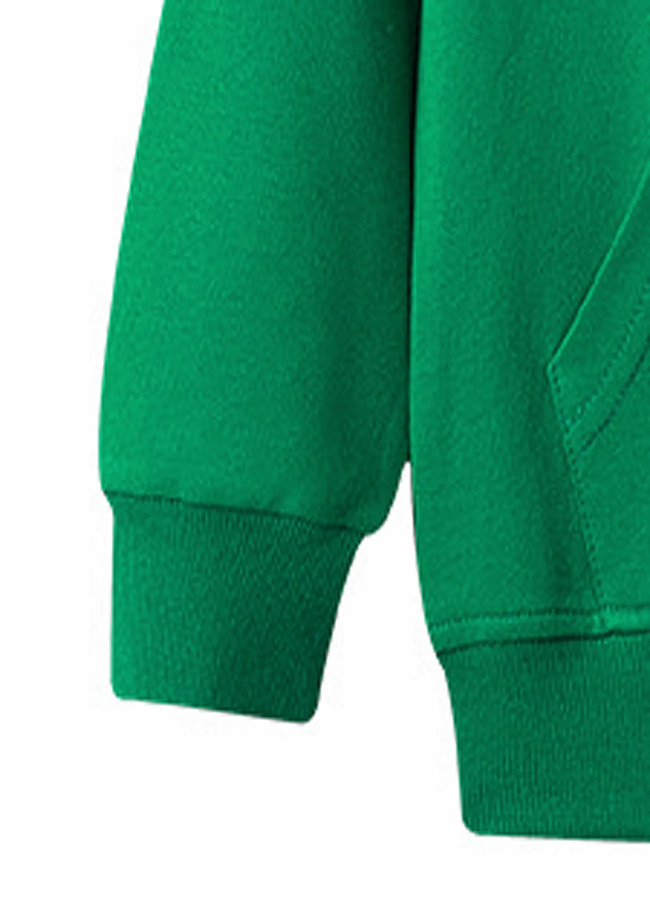 Unisex Kinder Grüne Reißverschluss-Langarmjacke, Einfarbiger Baseball-Sweatshirt, Lässiger Cardigan mit Taschen für Jungen und Mädchen – Detail 6
