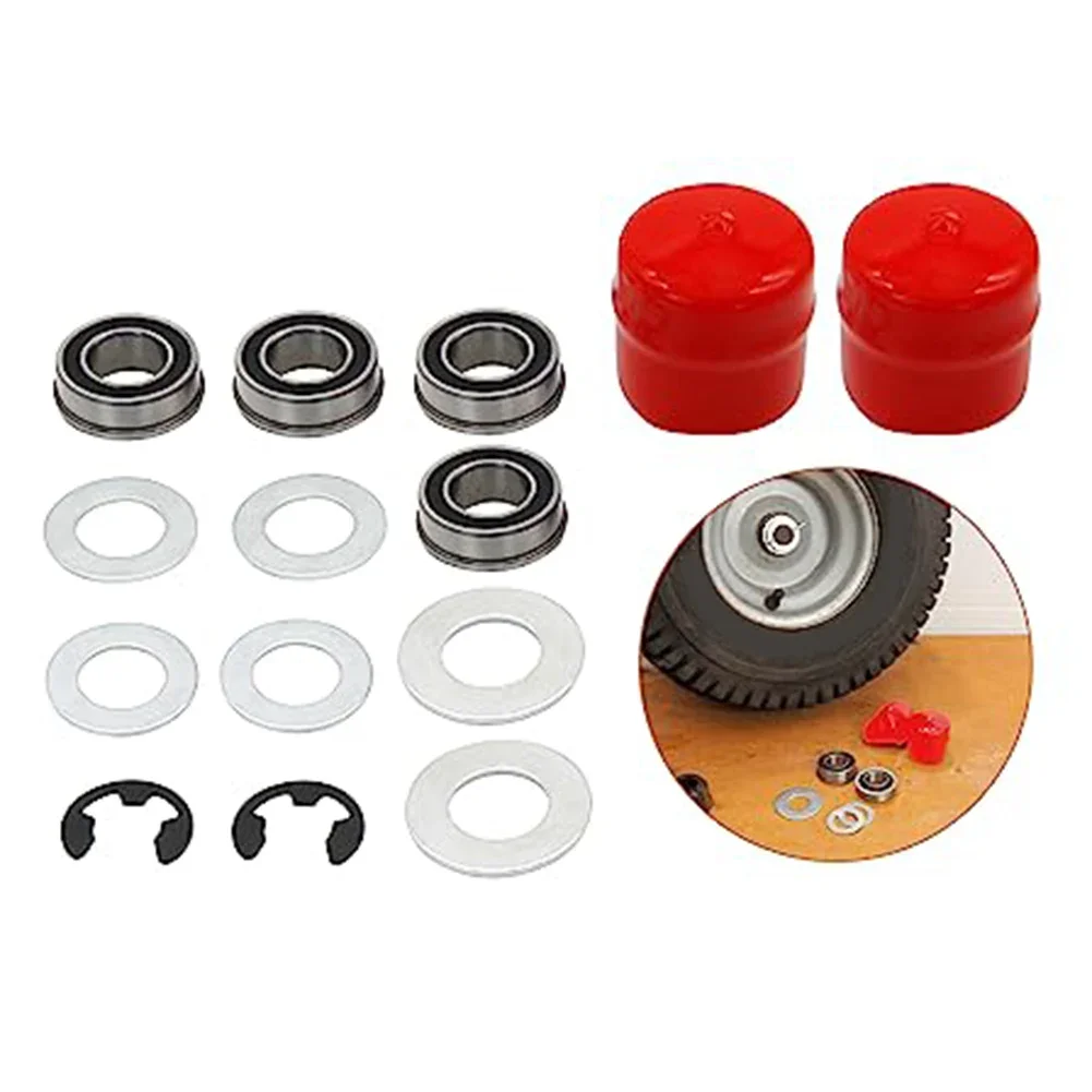 

Red Silver Front Wheel Bearing Kit Easy Installation Enhances Stability Improves Wheel Movement Lawn Mower Maintenance
