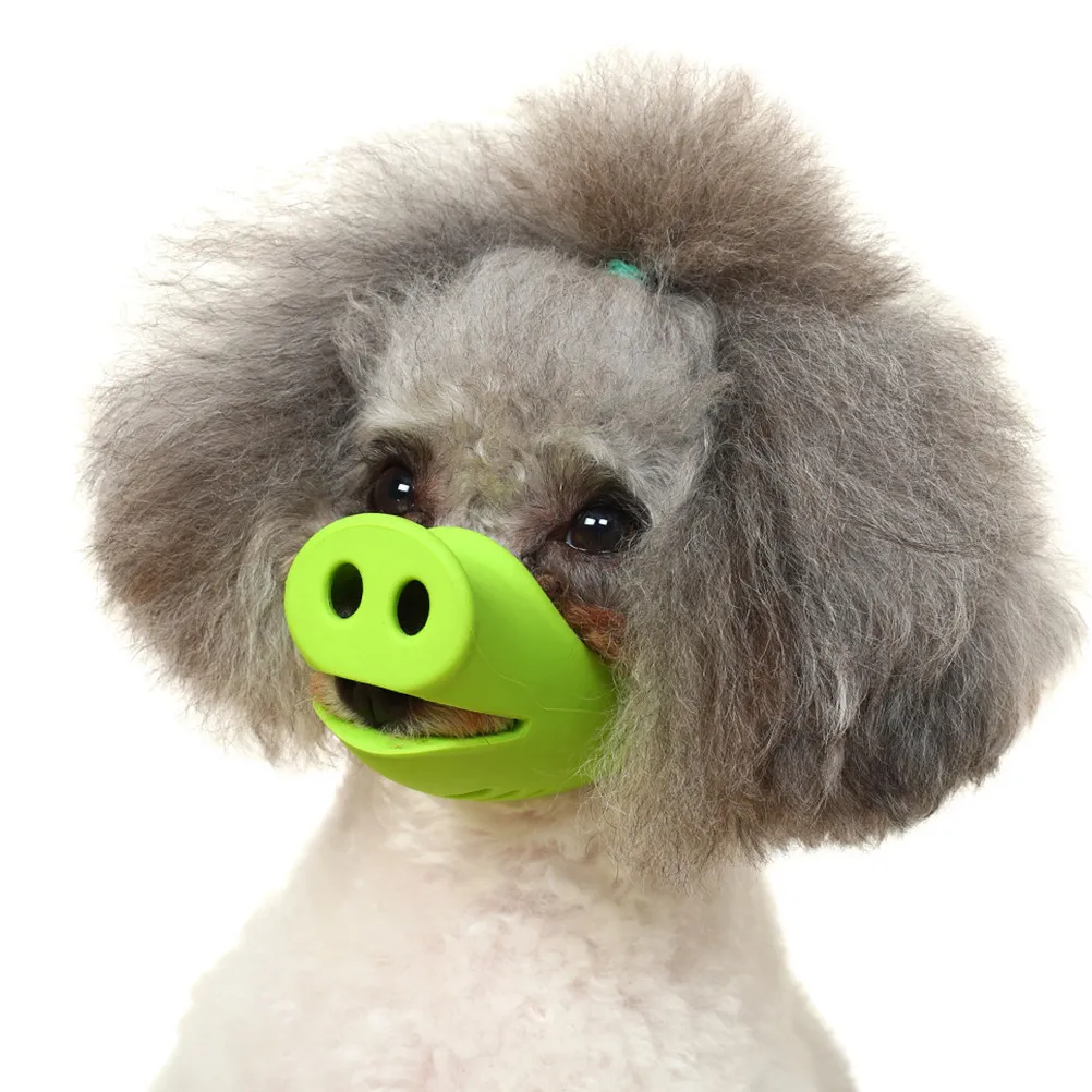 Bozal ajustable para perros con forma de boca de cerdo, color verde, talla S, anti-mordeduras, anti-ladridos, dispositivo protector para la boca de mascotas, disfraz adorable.