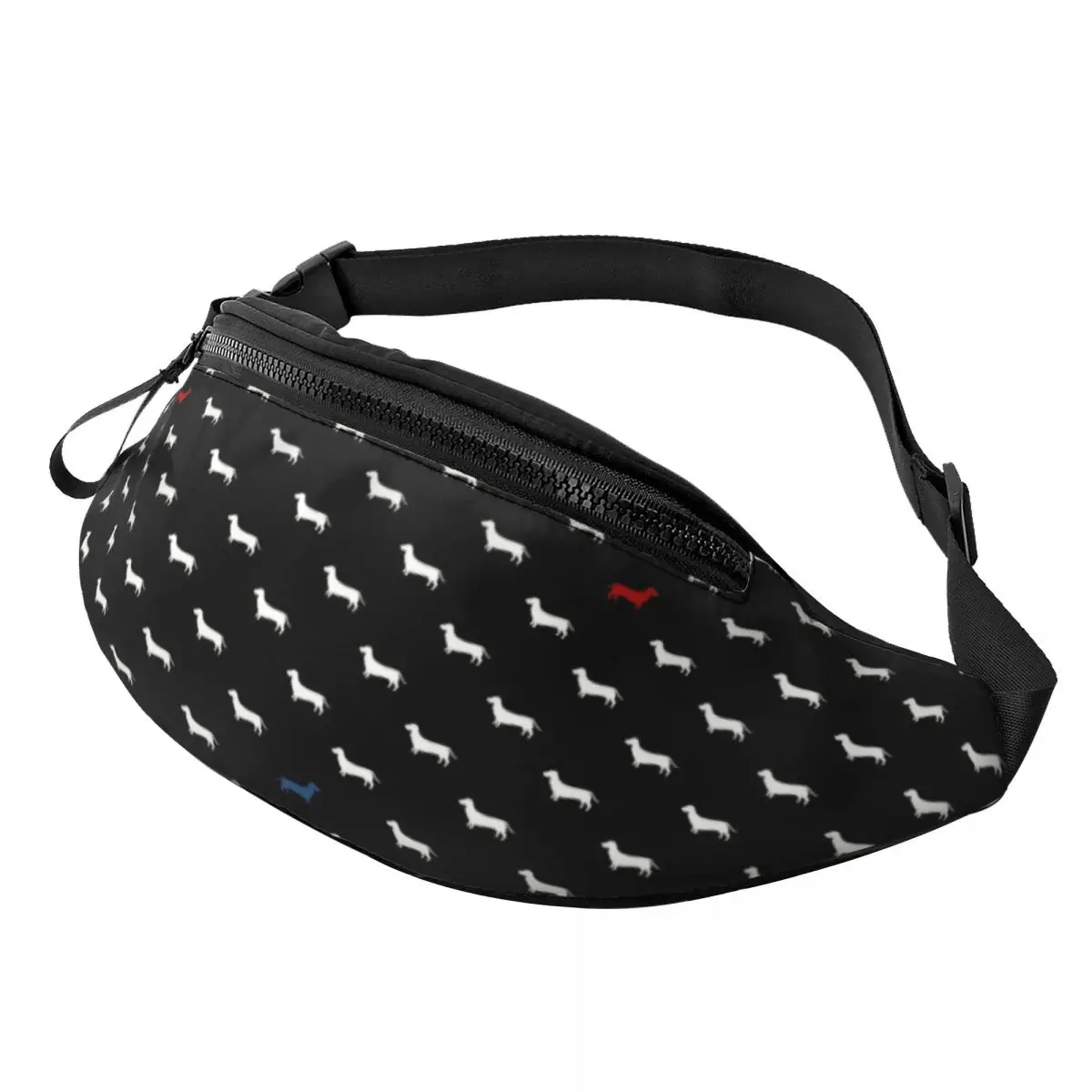 Fashion Dachshund Fanny Pack Men Women Badger Sausage the Wiener Dog Crossbody Waist Bag for Camping Biking Phone Money Pouch