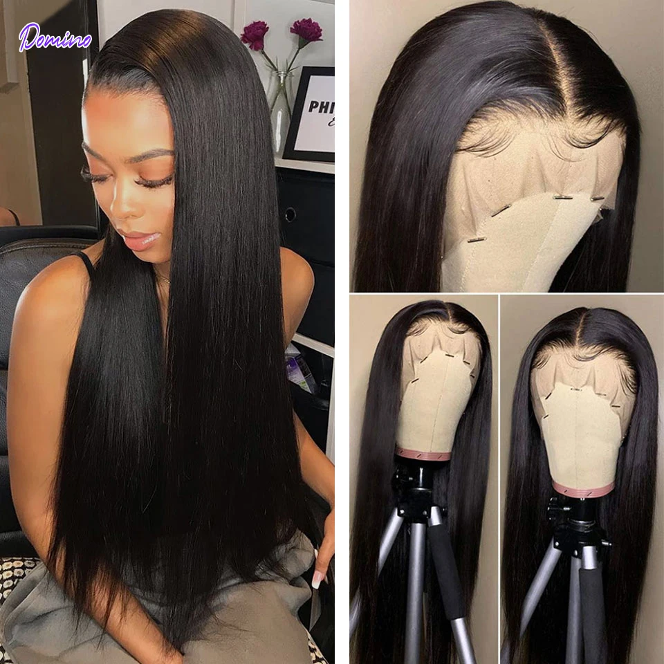 DOMINO HAIR Straight Lace Front Human Hair Wigs For Women 13X4 Lace Frontal Wig Brazilian Straight Lace Closure Wig 4X4 Lace Wig