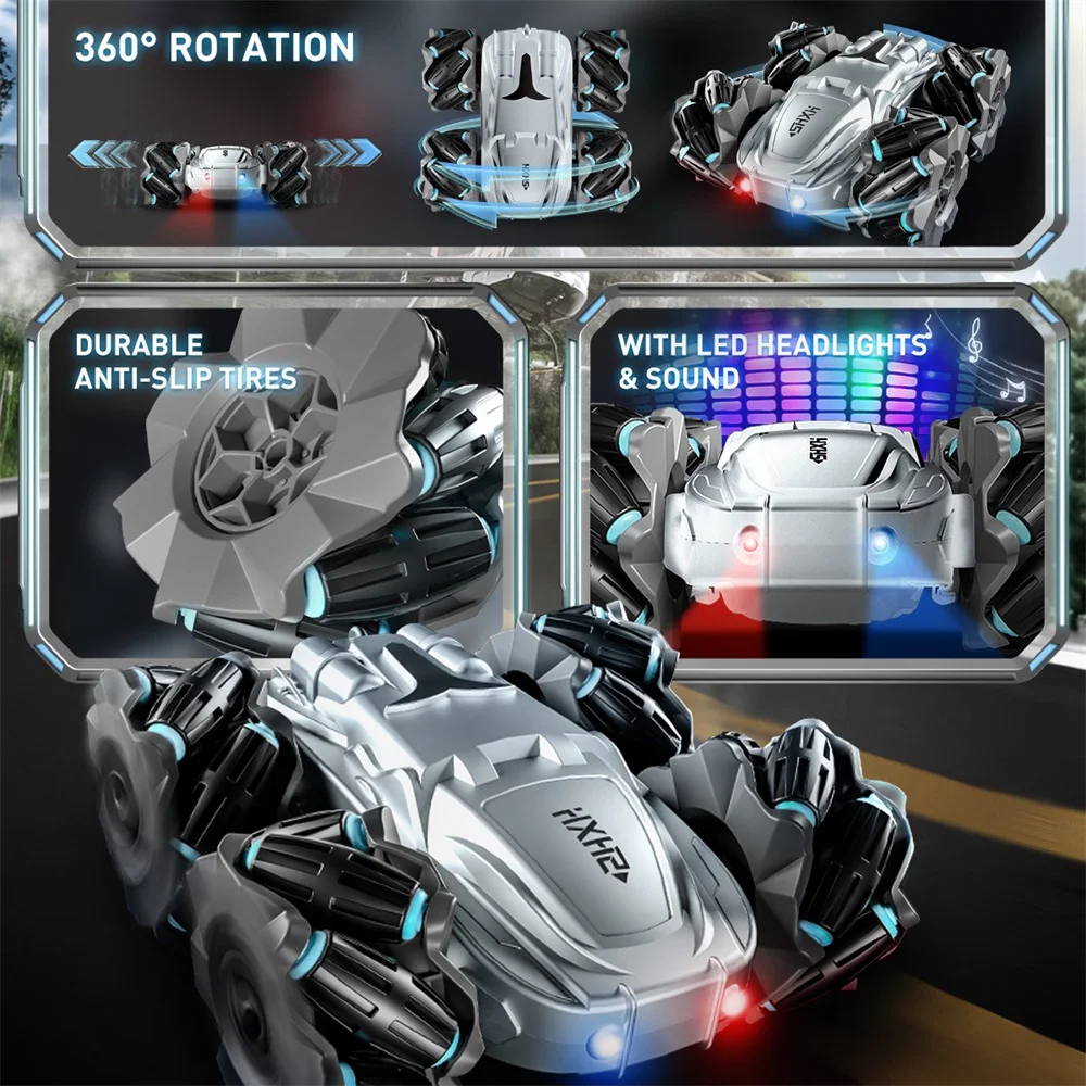 سيارة التحكم عن بعد، مزدوجة الجوانب 360 ° سيارات دوارة 4WD RC، لعبة سباق كهربائية 2.4 جيجا هرتز قابلة لإعادة الشحن، سيارات لعبة للأولاد والبنات #4
