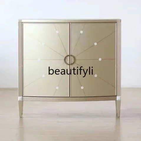 

American light luxury solid wood porch cabinet living room shoe cabinet champagne decorative cabinet