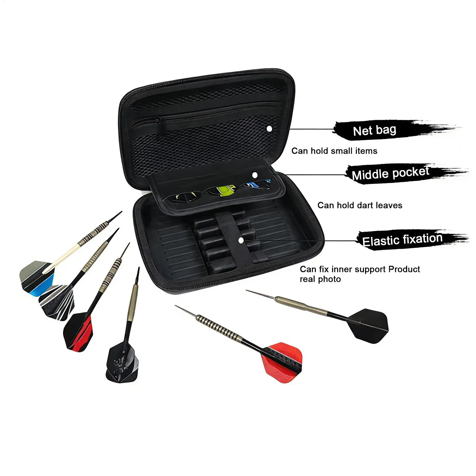 

Professional Darts Organizer Bag Hard EVA Case For Steel Soft Tip Darts Equipment Storage With Mesh Pockets