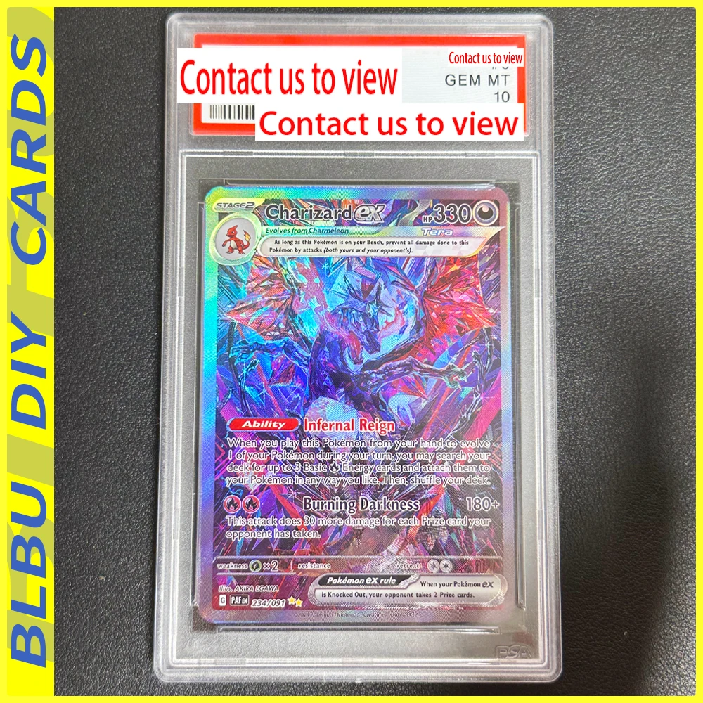 

BLBU PTCG Pocket Card Painting Mew Charizard EX English Cards Relief Texture Anime DIY Collection Crystal Rating Card GEM MT10