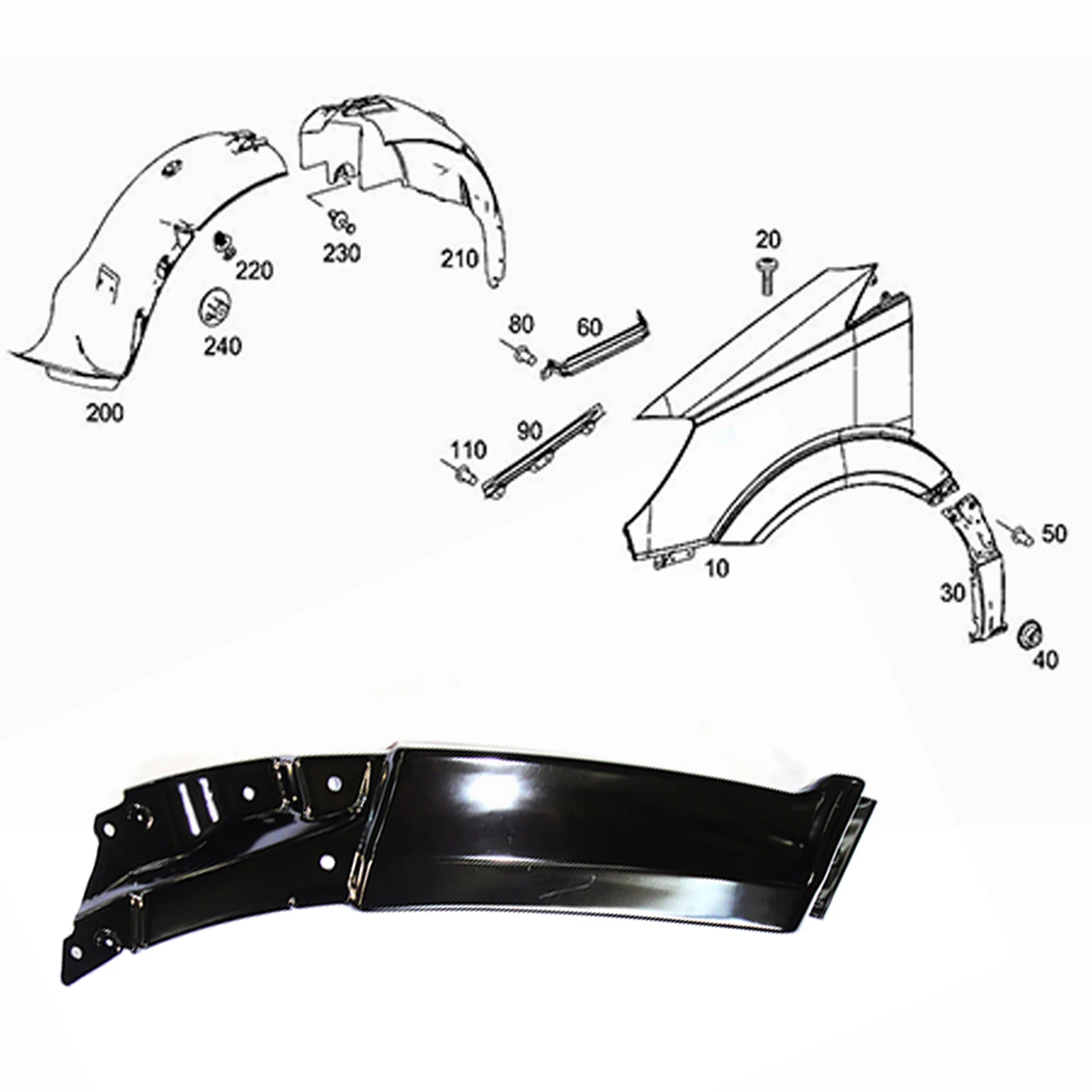 OE 9066302007 Left&Right Fender Liner Fender Brace Support Bracket Black Cwompatible With Mercedes SPRINTER/ VWCRAFTER 2006