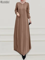 Autumn Muslim Hijab Dresses Women Long Sleeve Dubai Sundress Robe Femme 2024 ZANZEA Turkey Abaya Maxi Vestidos Islamic Clothing