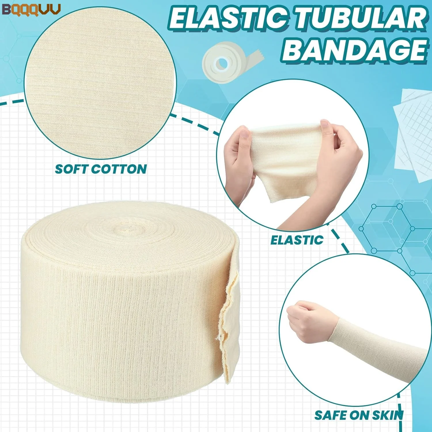 1Roll Cotton Tubular Stockinette Gauze Roll Elastic Leg Stockinette Tubing Compression Tube Sleeve Bandage for Cast Plaster