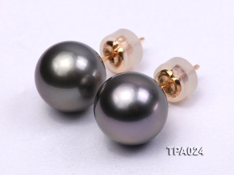 Unique Pearl Jewelry Delicate 11mm Tahitian Pearl Earring with 14k Gold Post