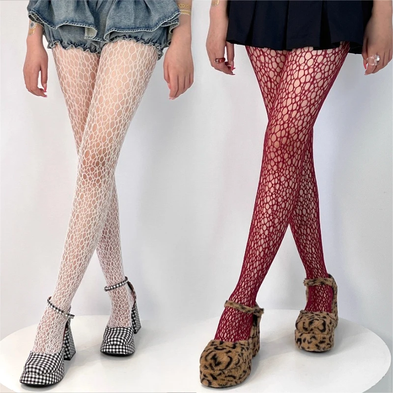 

JK Lolita Girls ажурные колготки в японском стиле Y2k, униформа, готические красные, белые сетчатые колготки, женские сексуальные кружевные чулки
