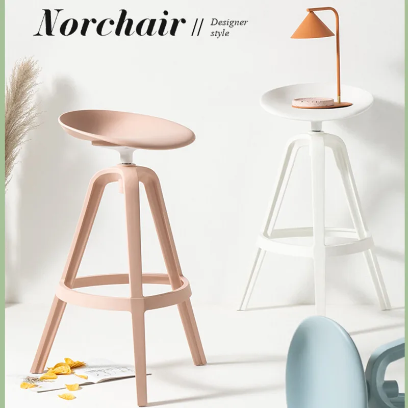 

Web Celebrity Ins Plastic Bar Chair Rotating High Stool Creative Milk Tea Shop Leisure Chair Nordic Design