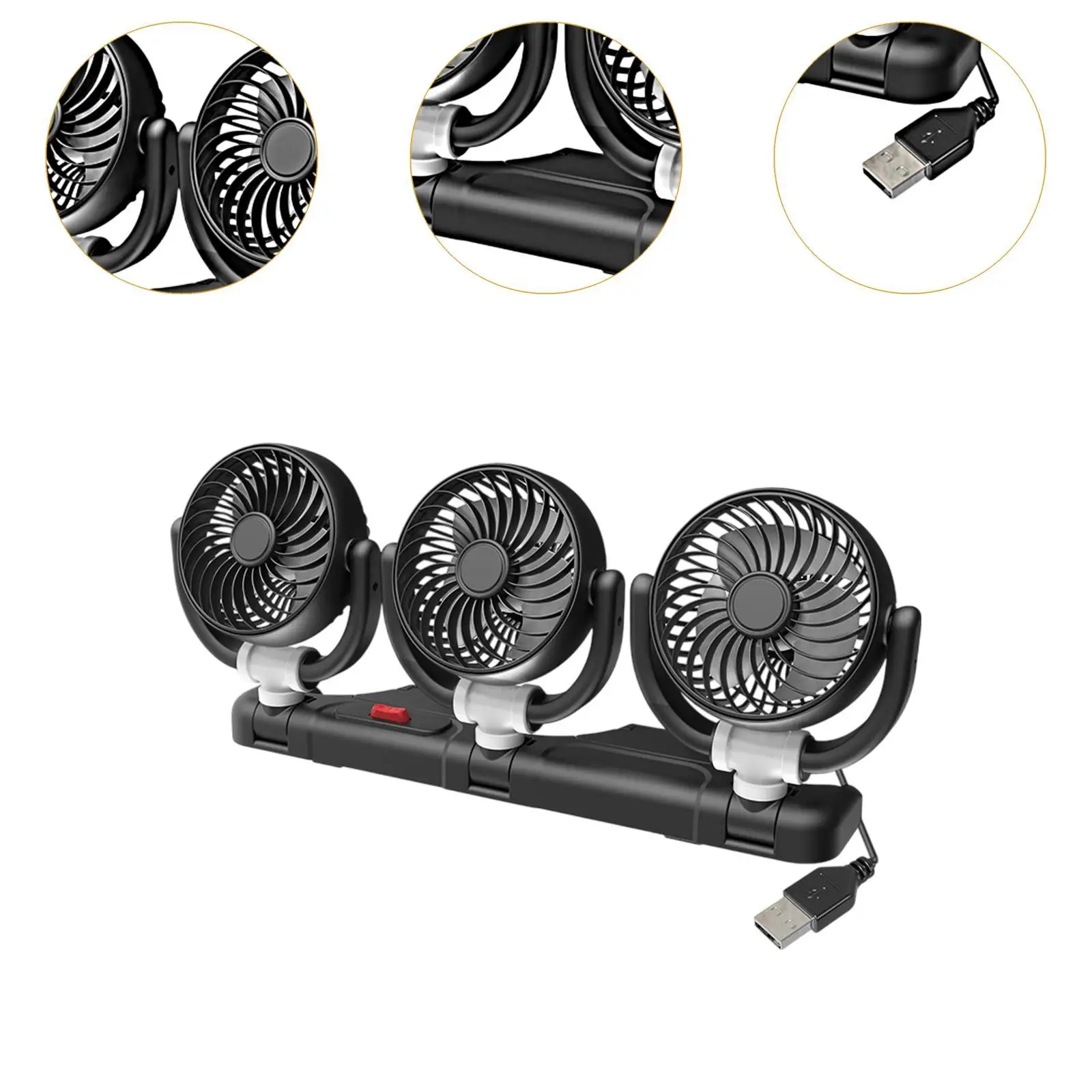مروحة تبريد للسيارة قابلة للدوران 360 درجة وهادئة ومريحة لتبريد الهواء التلقائي #5